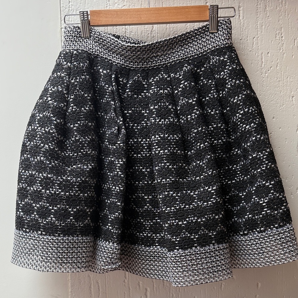 Maje Black and White Textured Mini Skirt